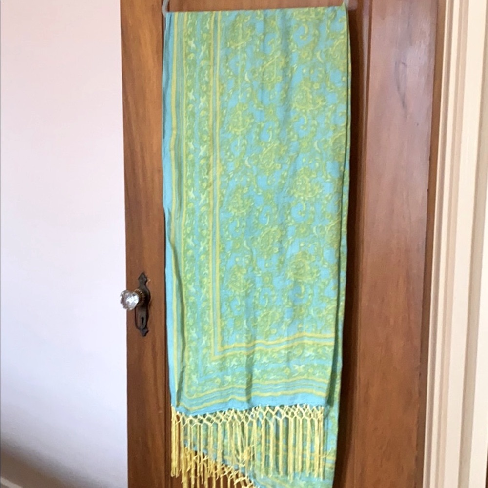 Theodora and Callum Turquoise & Yellow Scarf